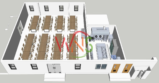 Kitchen and dining area layout