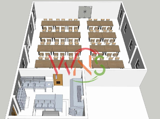 Kitchen and dining area layout