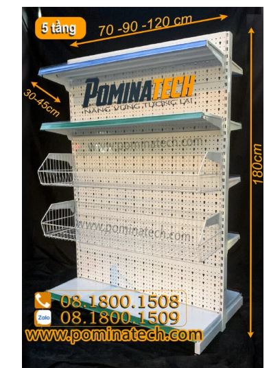 5-tier supermarket double shelf - punched board