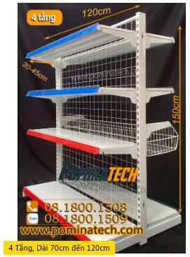 4-tier supermarket double shelf - wire mesh