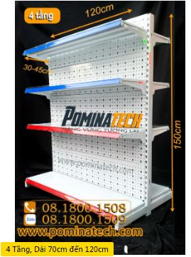 4-tier supermarket double shelf - punched board