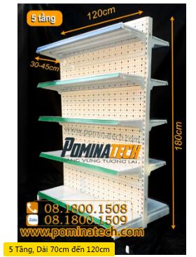 5-tier supermarket double shelf - punched board