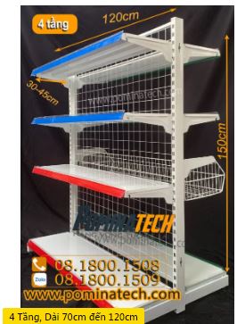 4-tier supermarket double shelf - wire mesh