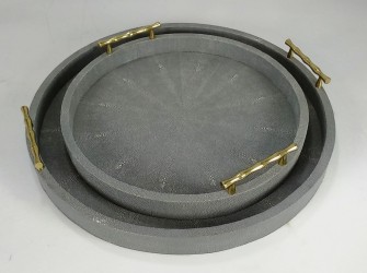 Faux shagreen round tray