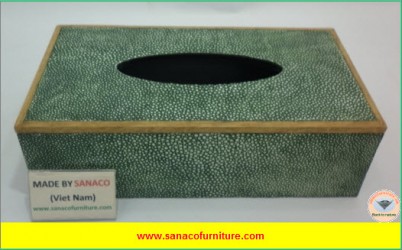 Rectangular faux shagreen tissue box in
