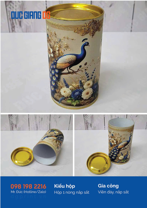 Single-layer cylindrical paper tube with metal lid