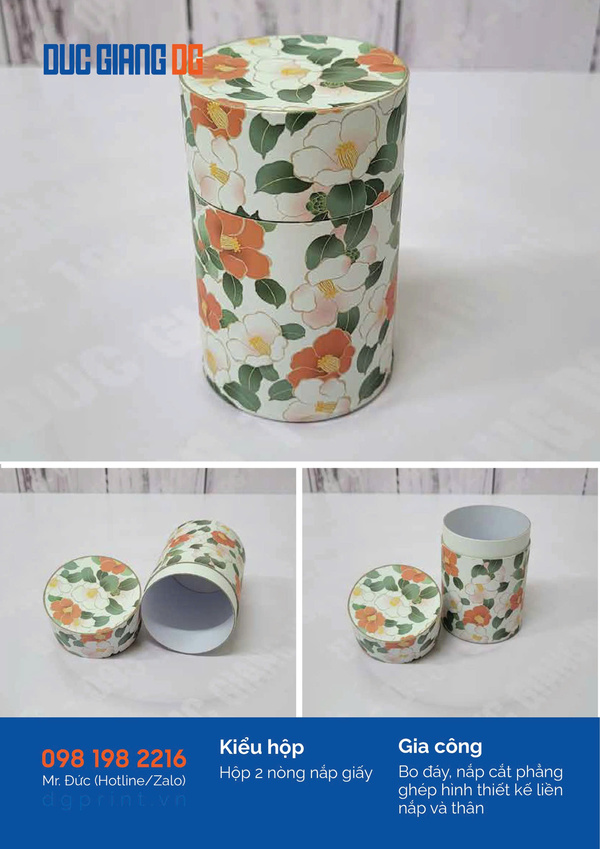 Two-layer cylindrical paper tube with paper lid