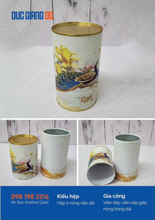 Two-layer cylindrical paper tube with metal lid