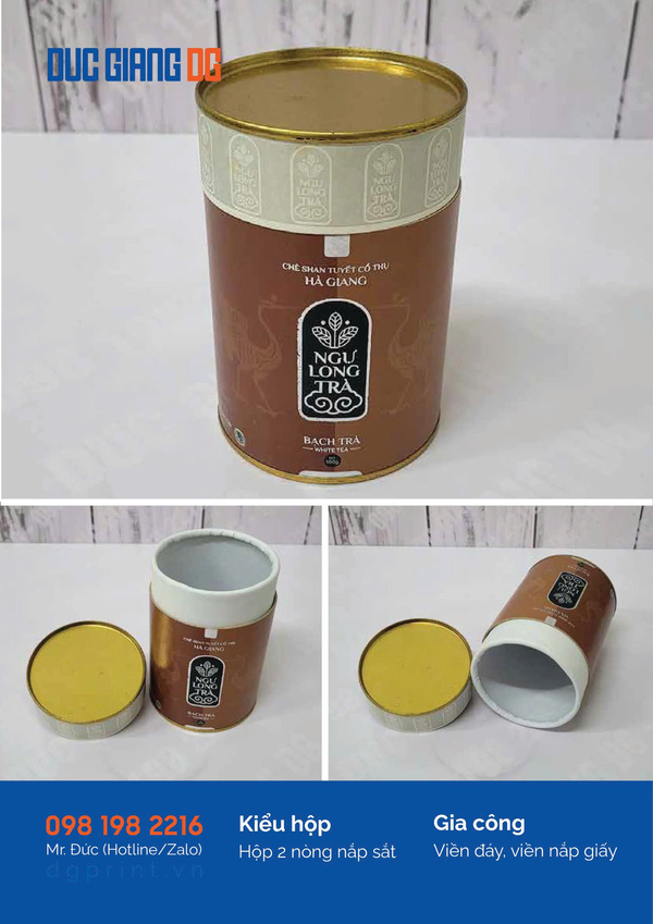 Two-layer cylindrical paper tube with metal lid