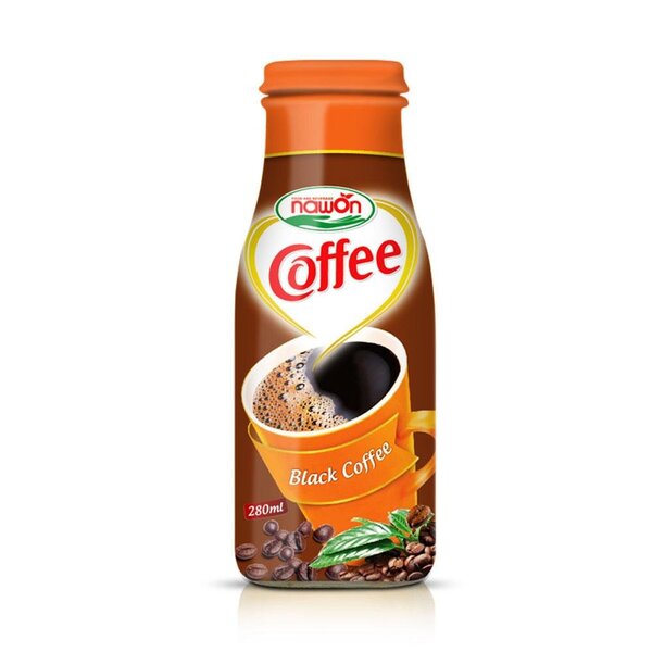 Black coffee in glass bottles