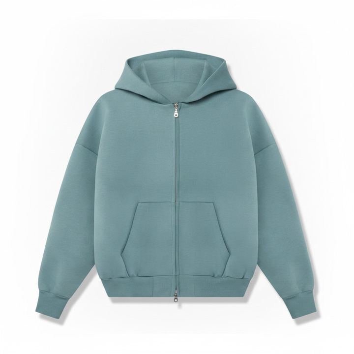 Minimalist Sage Zip-Up Hoodie