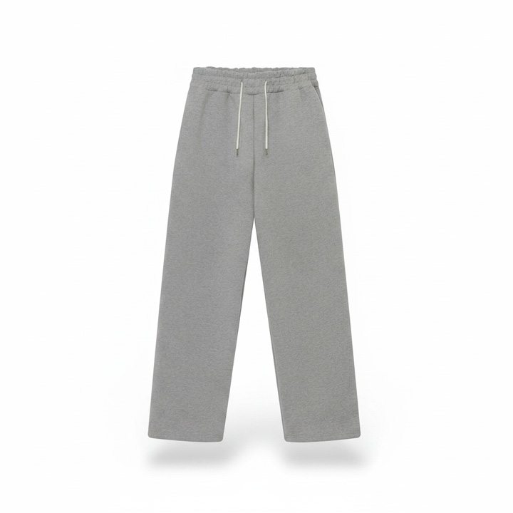 Men Grey Wide-Leg Sweatpants — Contrast Drawstring