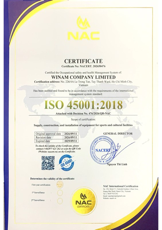 Certificate ISO 45001 Winam