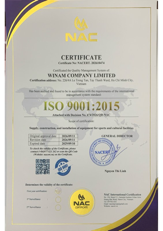 Certificate ISO 9001 Winam