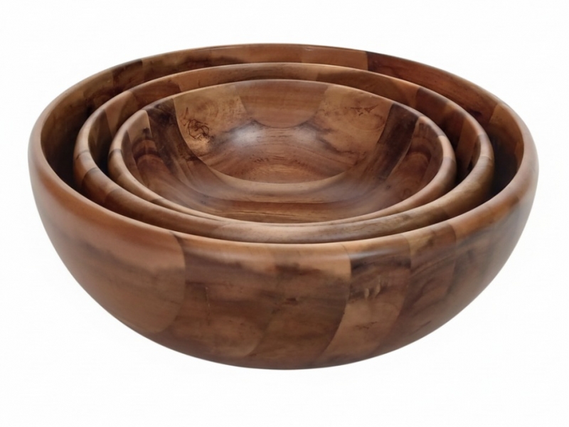 Acacia Wood Serving Bowl Set