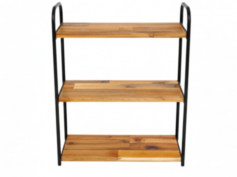 Acacia wood, metal kitchen shelf