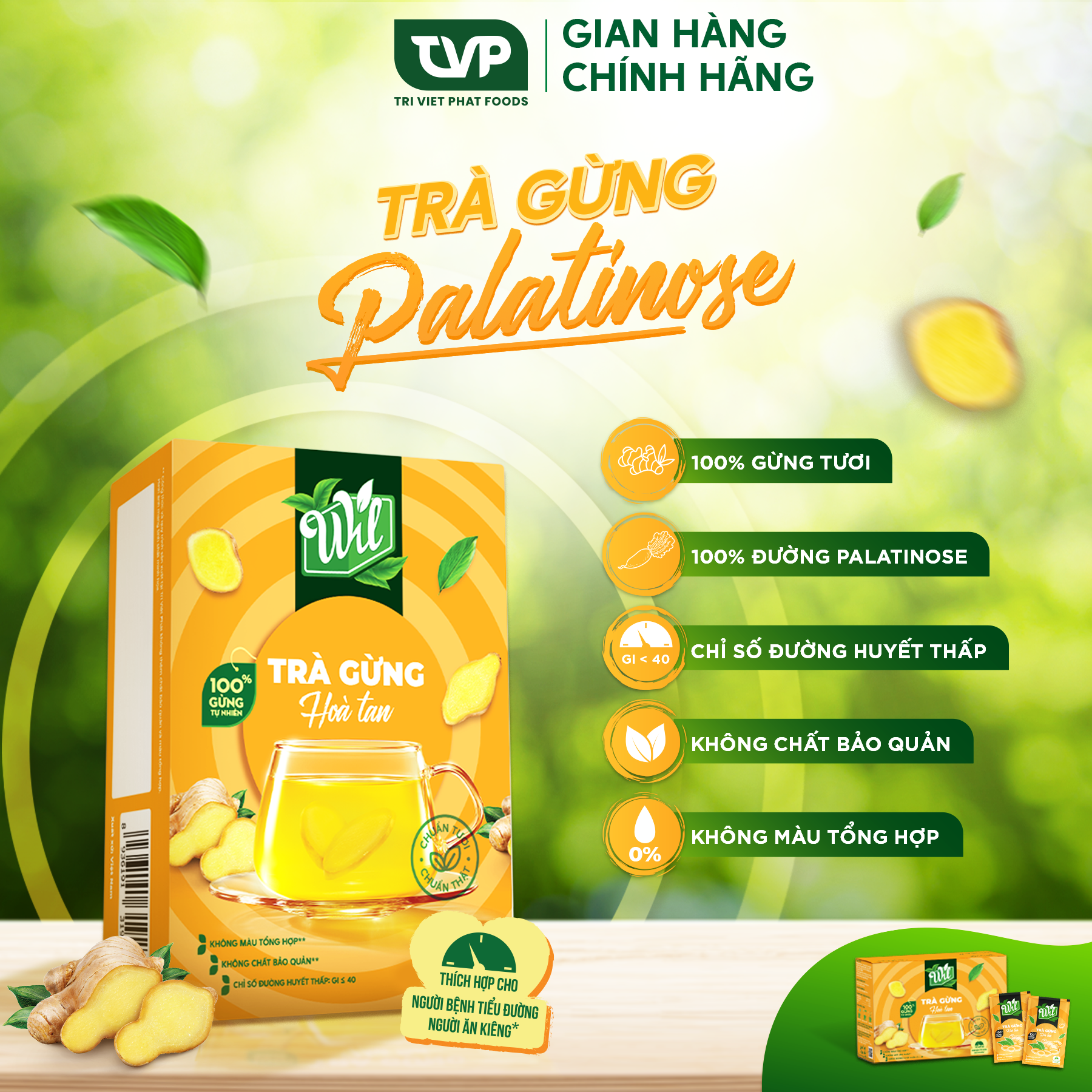 Palatinose wil ginger tea 12 packs x 14g