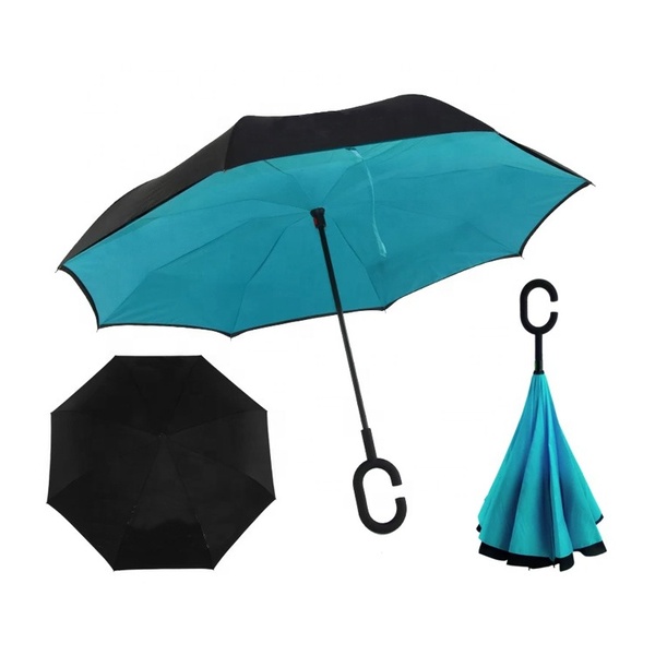 Reverse folding umbrella