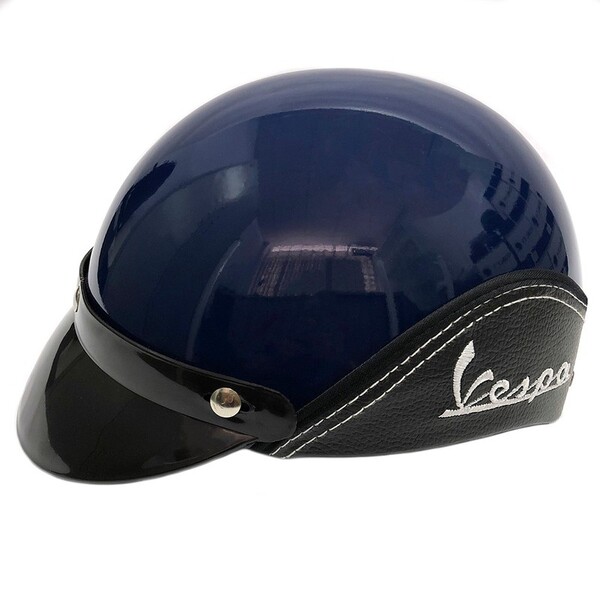 Half-face helmet with leather trim