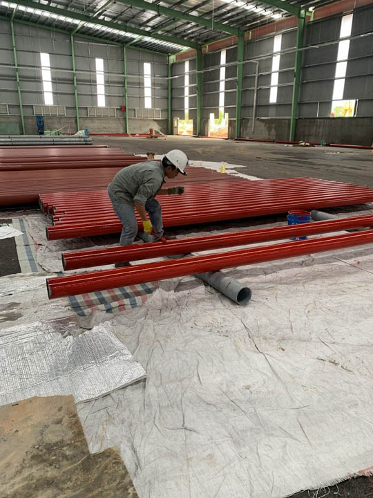 Firefighting pipeline construction at Number One factory