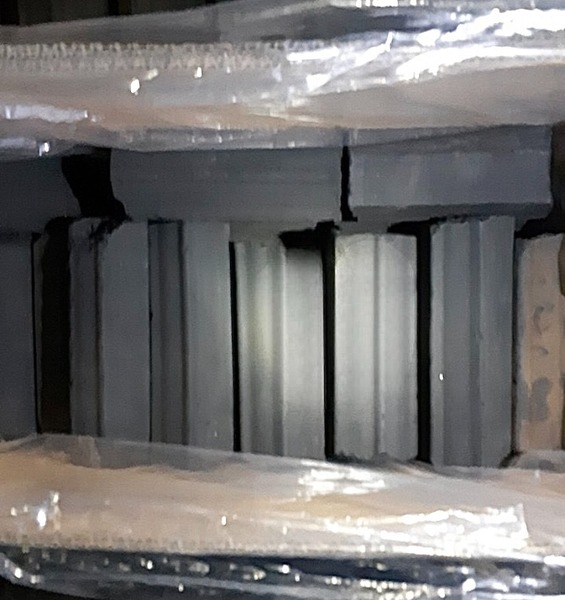 Compressed charcoal hexagonal briquettes