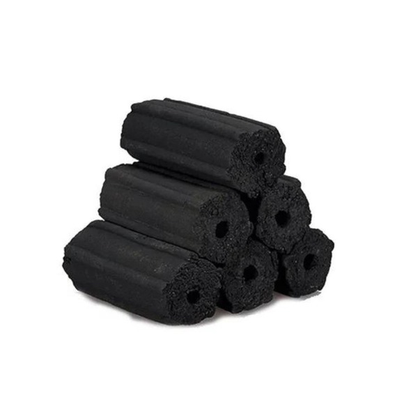 Compressed charcoal hexagonal briquettes