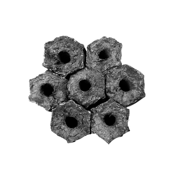 Hexagonal BBQ charcoal briquettes