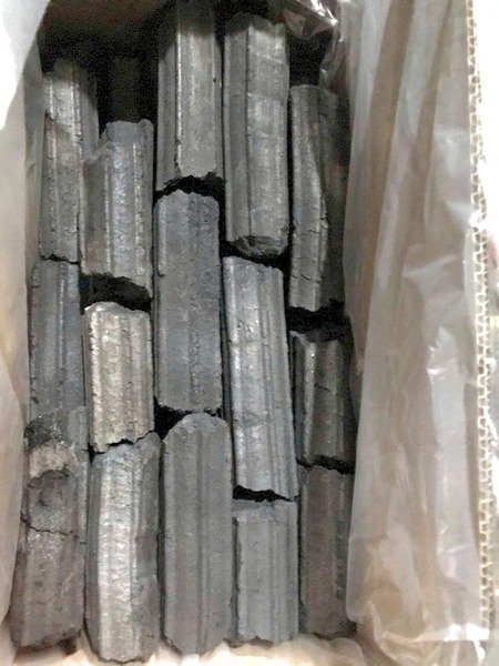Hexagonal BBQ charcoal briquettes