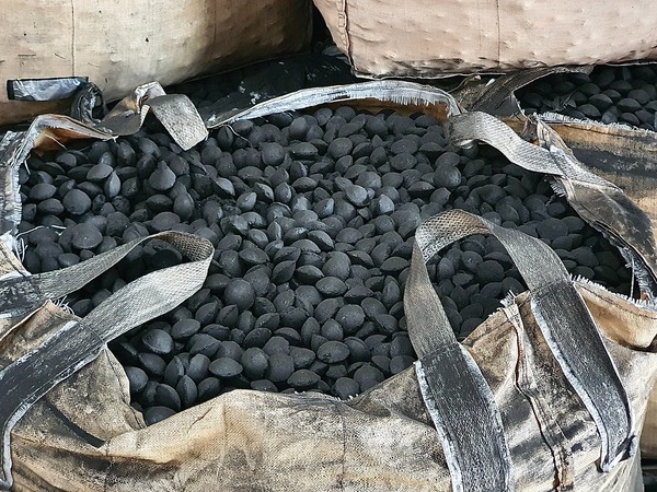 Oval coconut shell charcoal briquettes