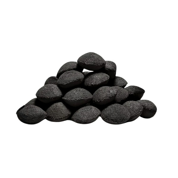 Oval coconut shell charcoal briquettes