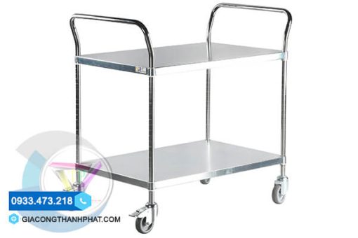 Two-tier stainless steel trolley
