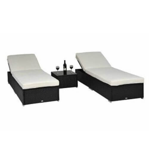 Poly rattan sun lounger