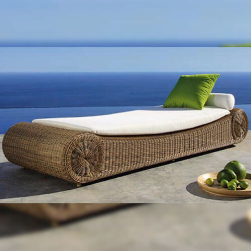 Poly rattan sun lounger