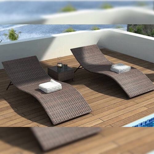 Poly rattan sun lounger