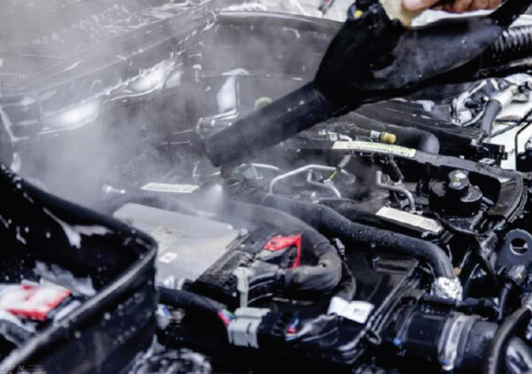 Car engine bay cleaning