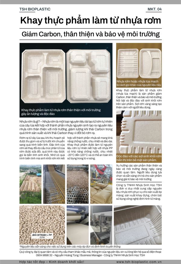 Food tray made from straw plastic