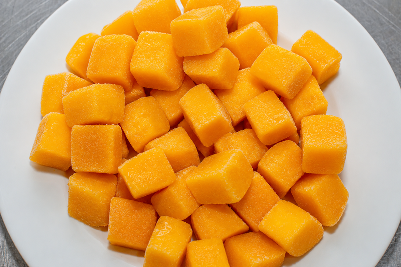 Frozen mango cubes