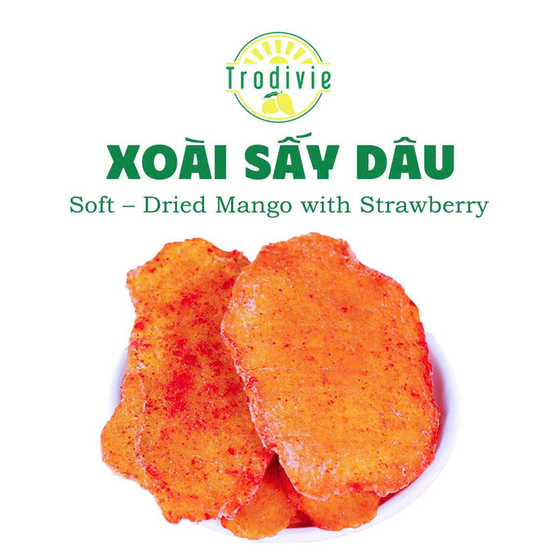 Soft-dried mango with strawberry