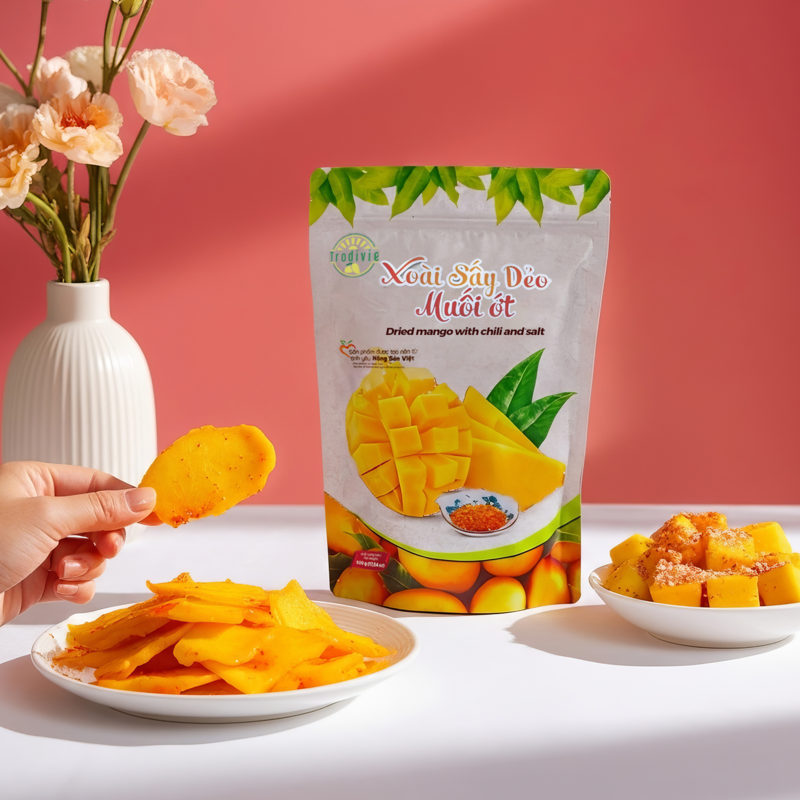 Soft-dried mango with salt and chili