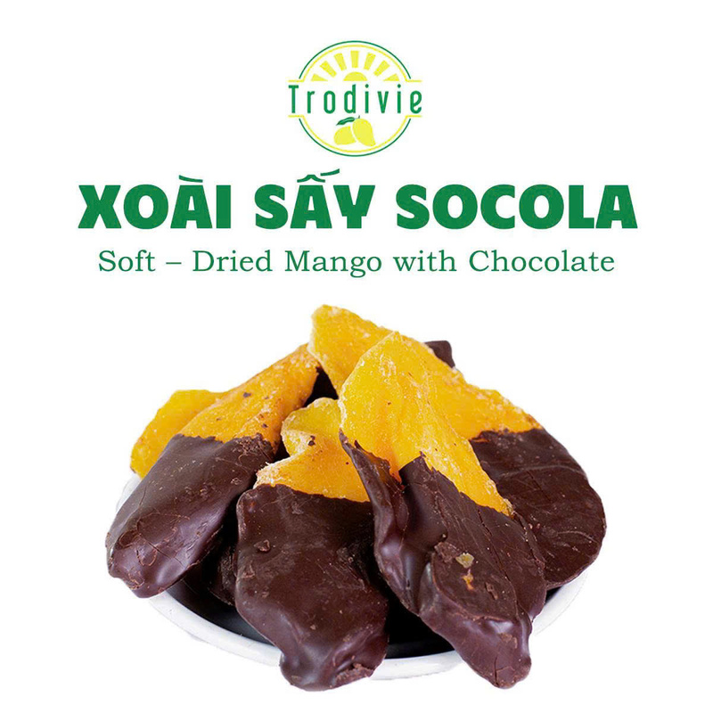 Soft-dried mango with chocolate