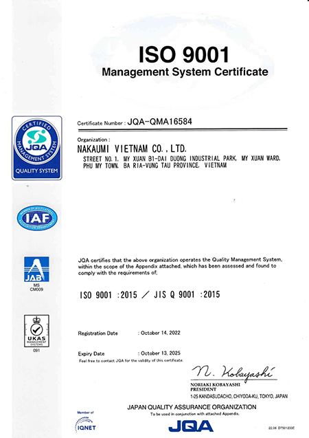 ISO 9001:2015 certificate