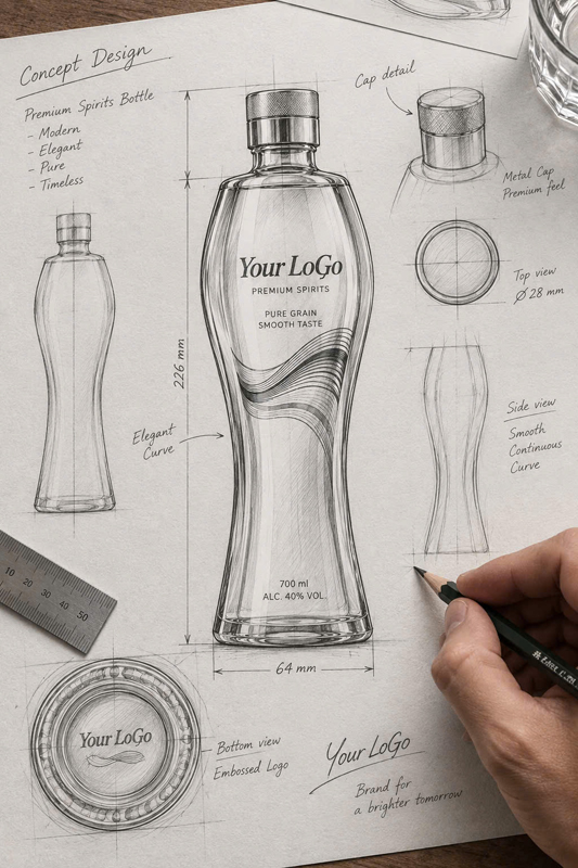 Glass liquor bottle