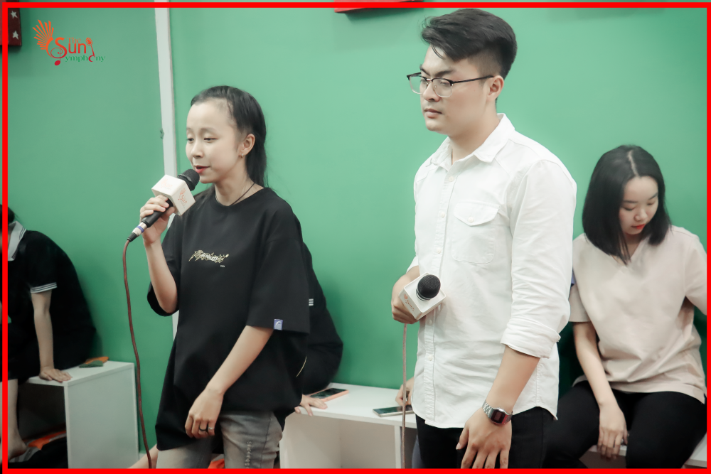 Students singing together