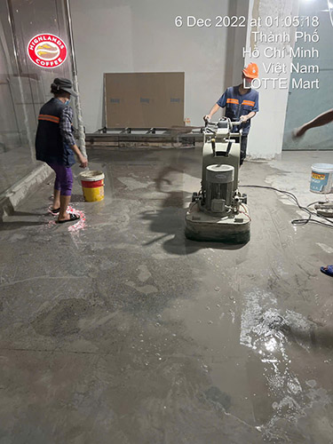 Floor polishing construction work and machinery