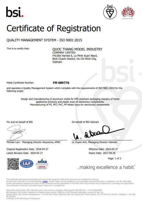ISO 9001:2015 certificate