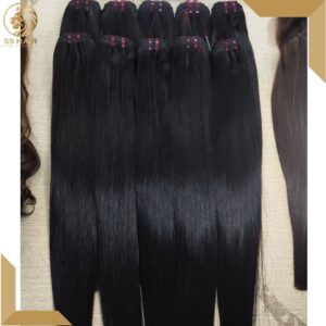 Long black hair extensions