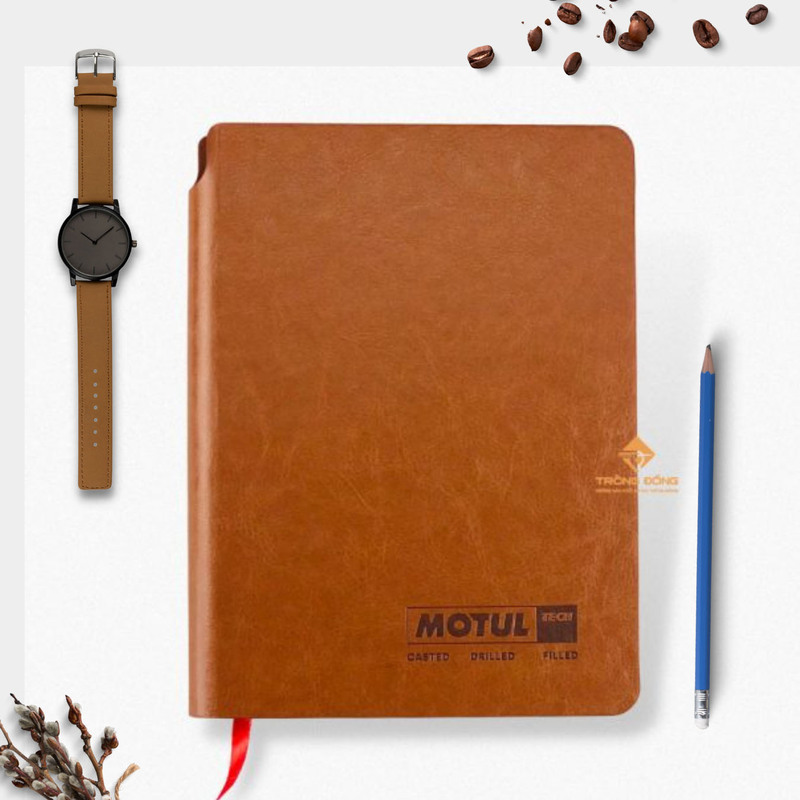 Leather bound notebook with company logo printing