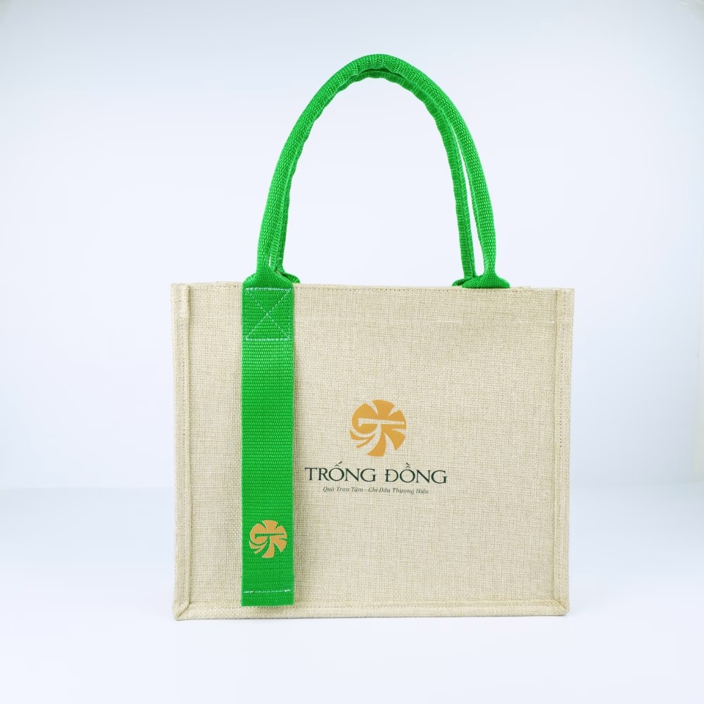 Premium jute tote bag with poly handles