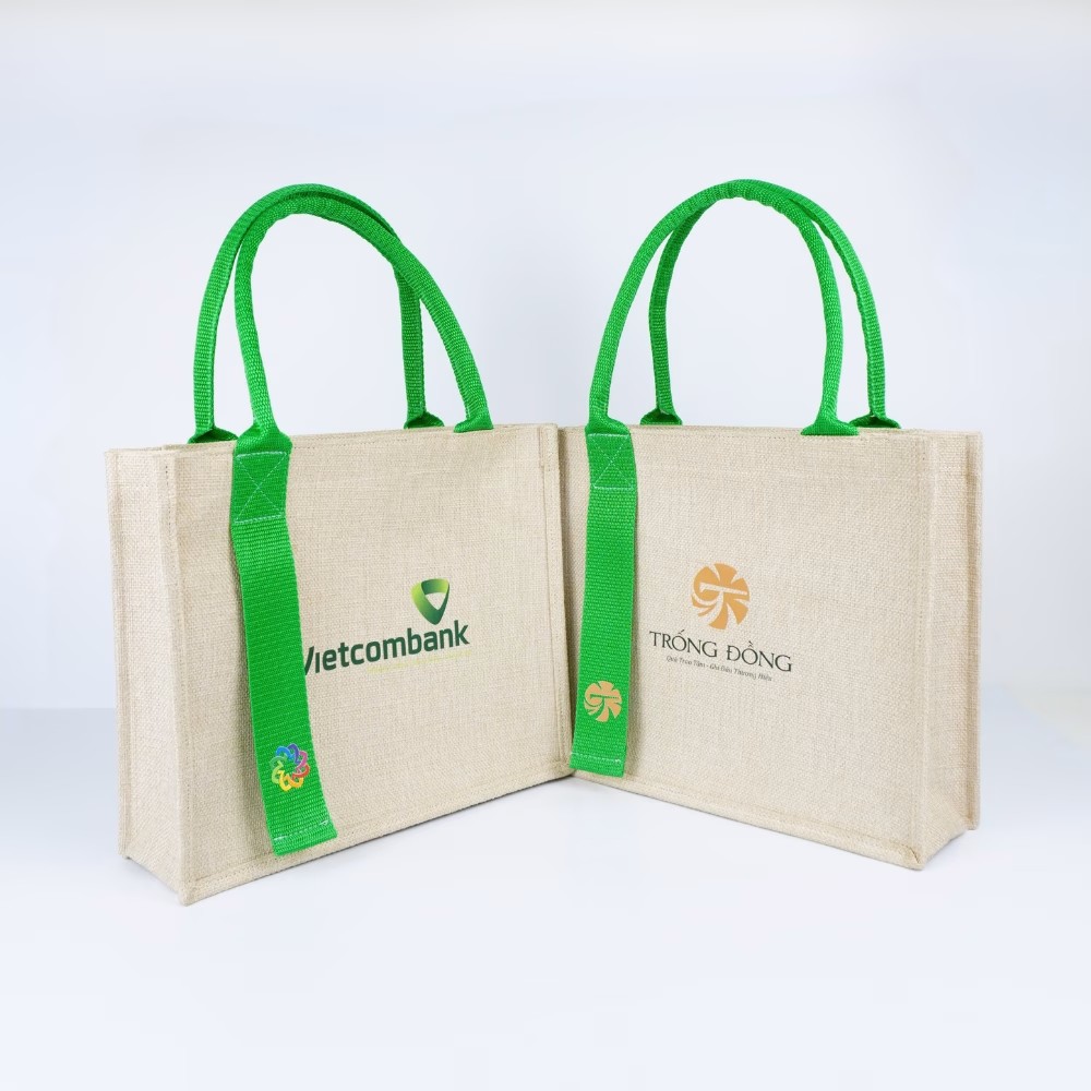 Premium jute tote bag with poly handles