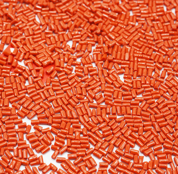 Orange plastic pellets